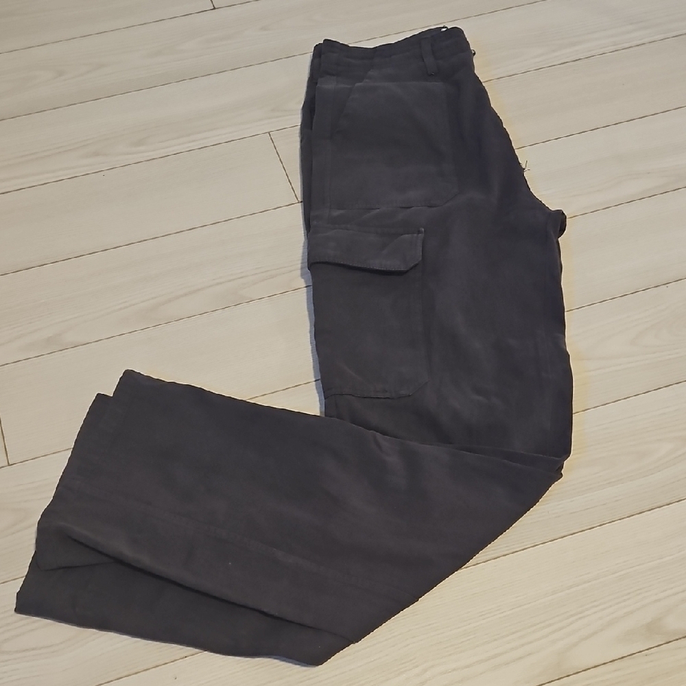 Zara cargo pants womens size 4 gray black small pockets New unworn 100% cotton